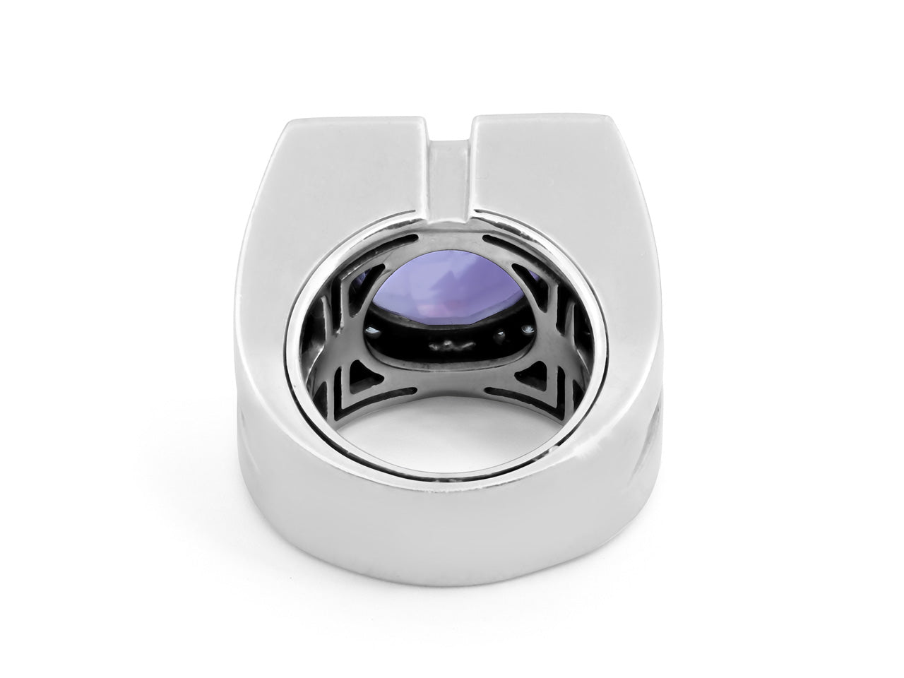 Versace Diamond and Amethyst Ring in 18K White Gold