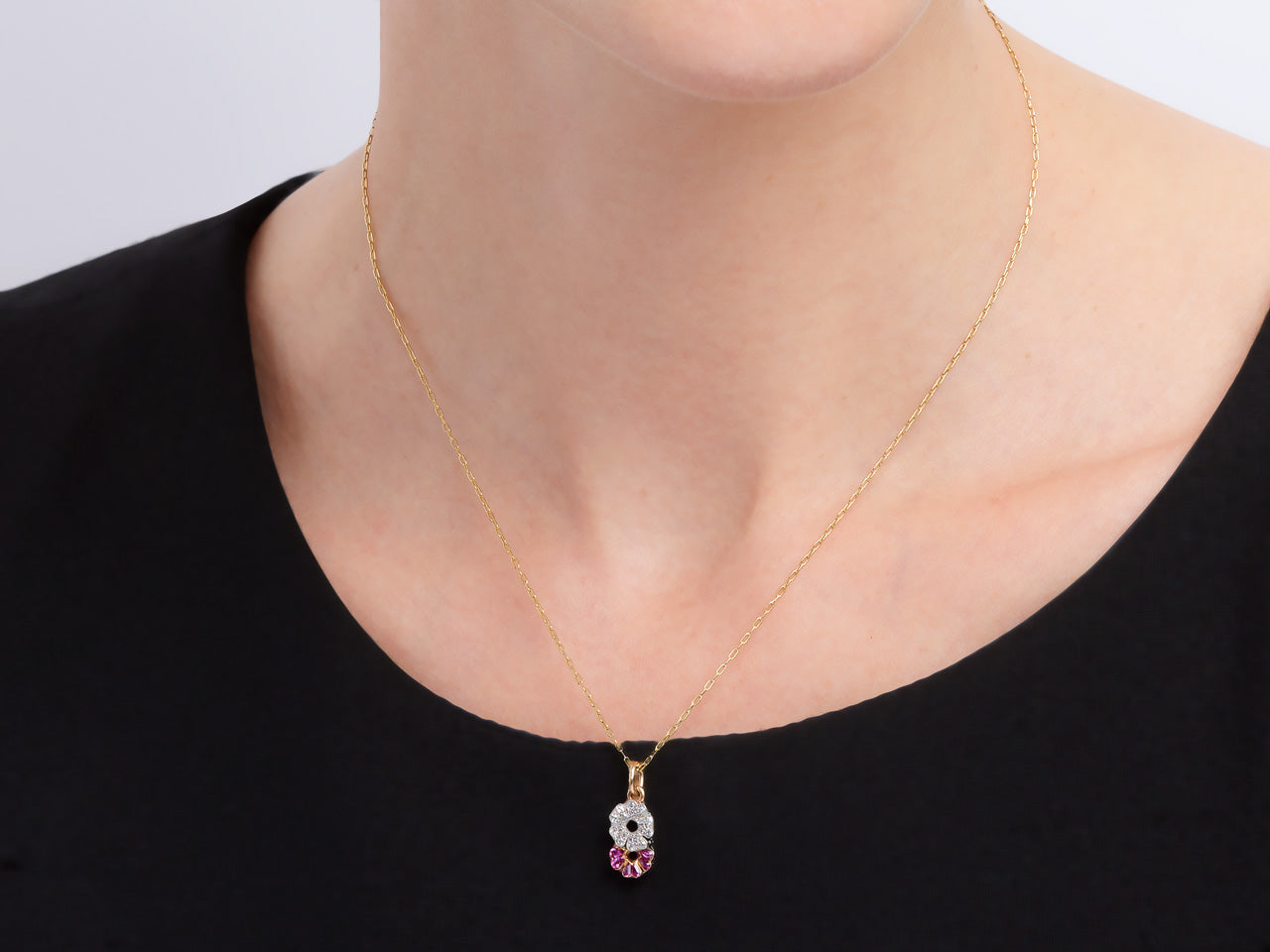 Antique Ruby and Diamond Pendant in 18K Gold