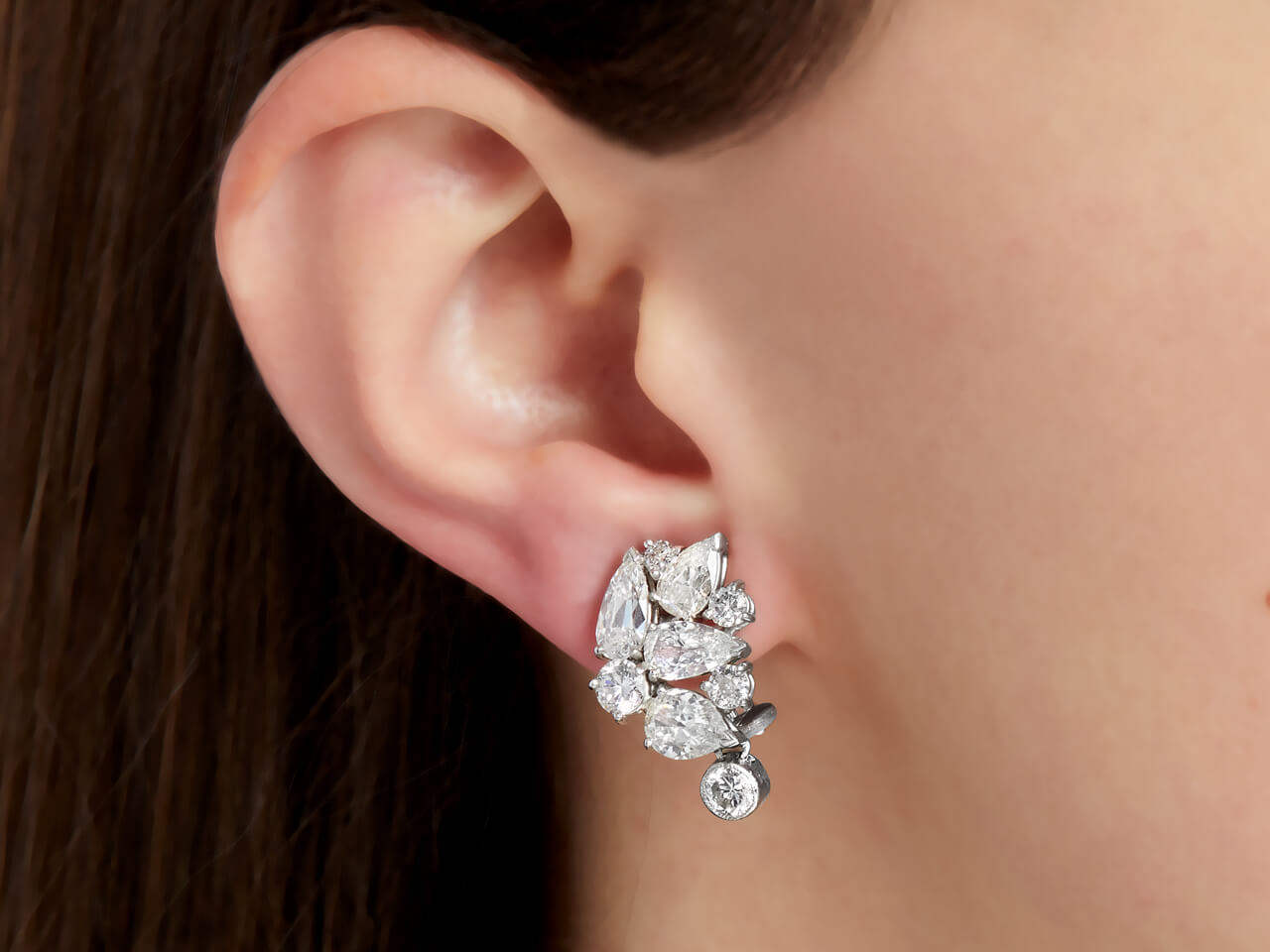 Beladora 'Bespoke' Diamond Cluster Earrings in Platinum