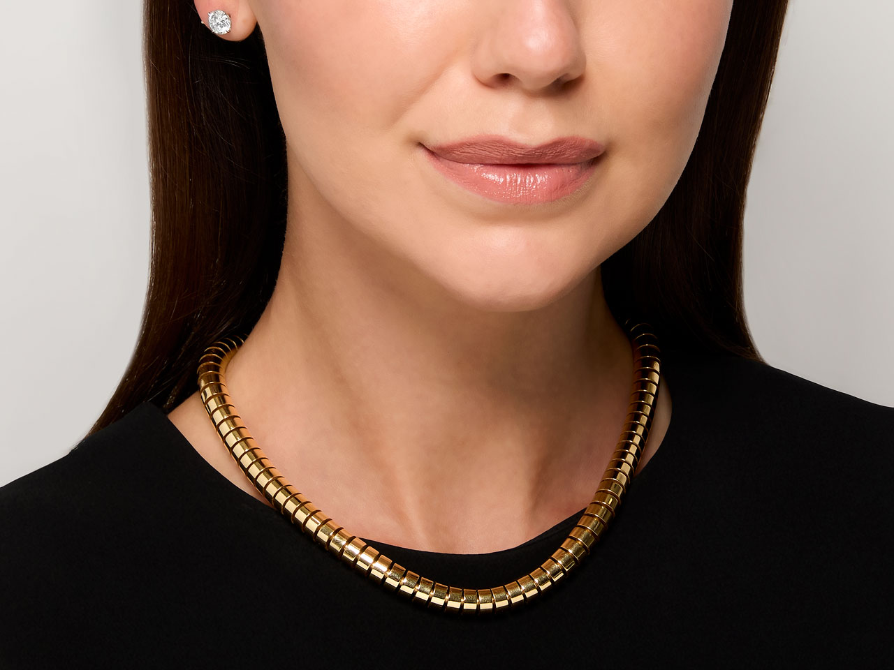 Italian Flexible Tube Necklace in 18K Gold, by Beladora