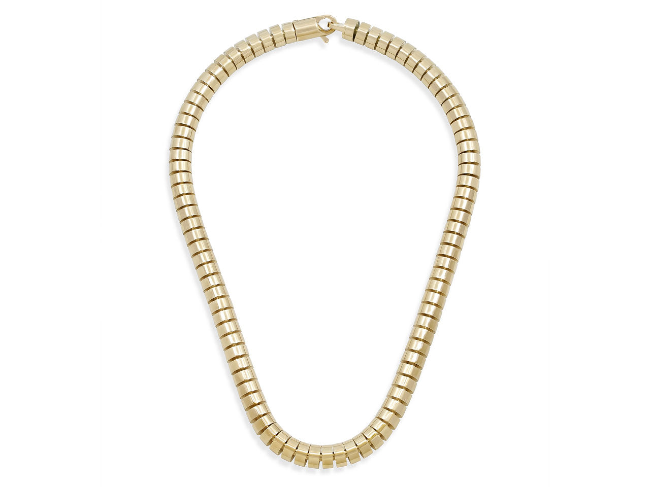 Italian Flexible Tube Necklace in 18K Gold, by Beladora