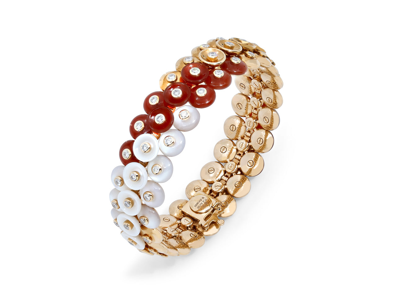 Van Cleef & Arpels 'Bouton d'or' Carnelian, Mother-of-Pearl and Diamond Bracelet in 18K Rose Gold