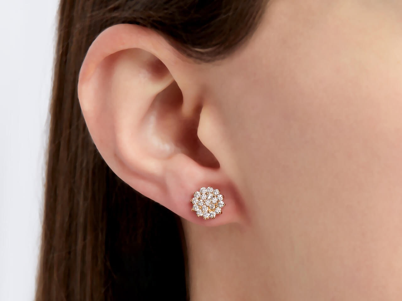 Diamond Cluster Earrings in 18K Rose Gold