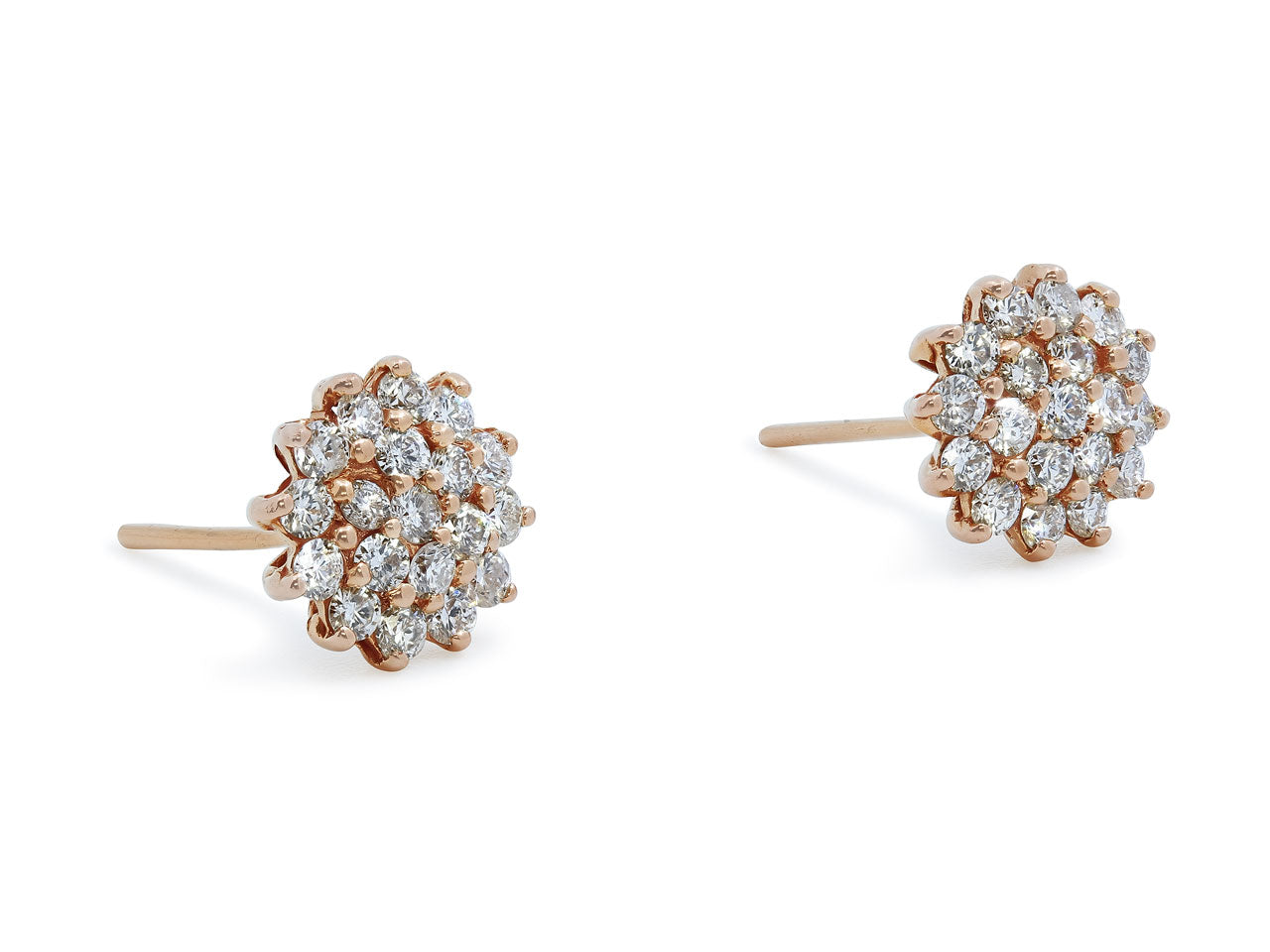 Diamond Cluster Earrings in 18K Rose Gold