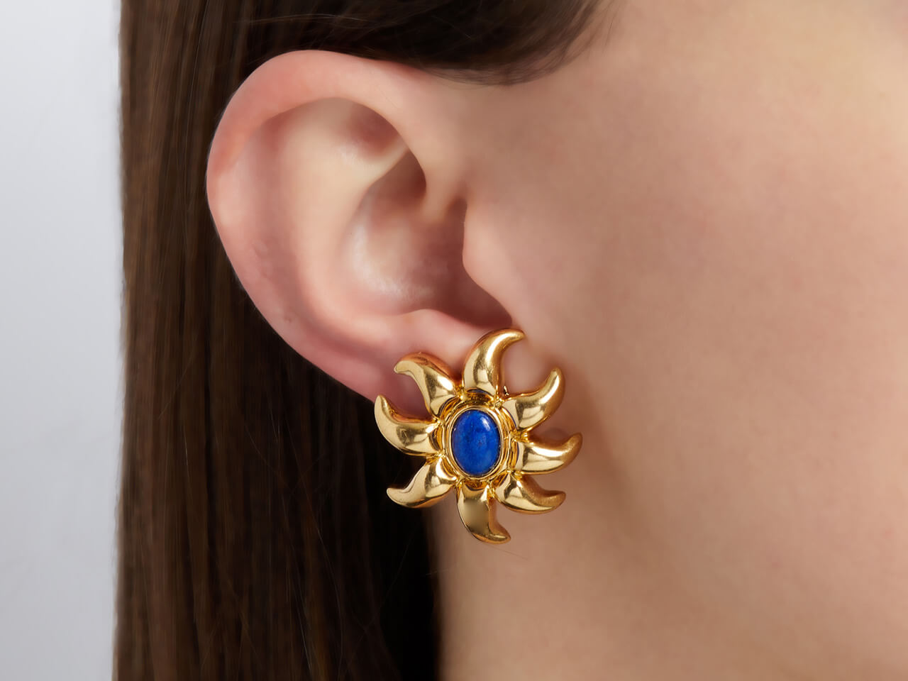 Tiffany & Co. Lapis Flower Earrings in 18K Gold