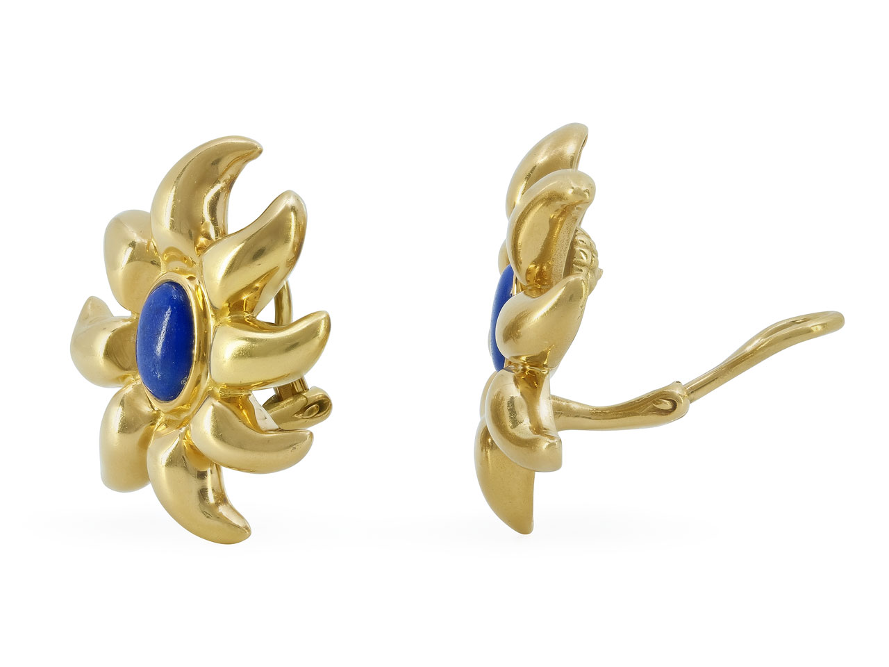 Tiffany & Co. Lapis Flower Earrings in 18K Gold