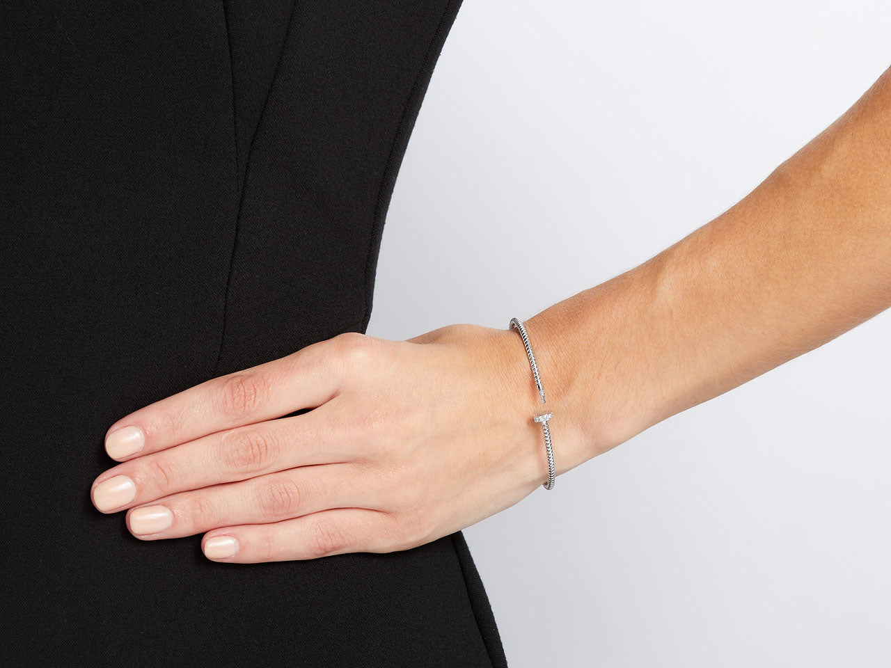 Skinny Tubogas Nail Bracelet in 18K White Gold, by Beladora