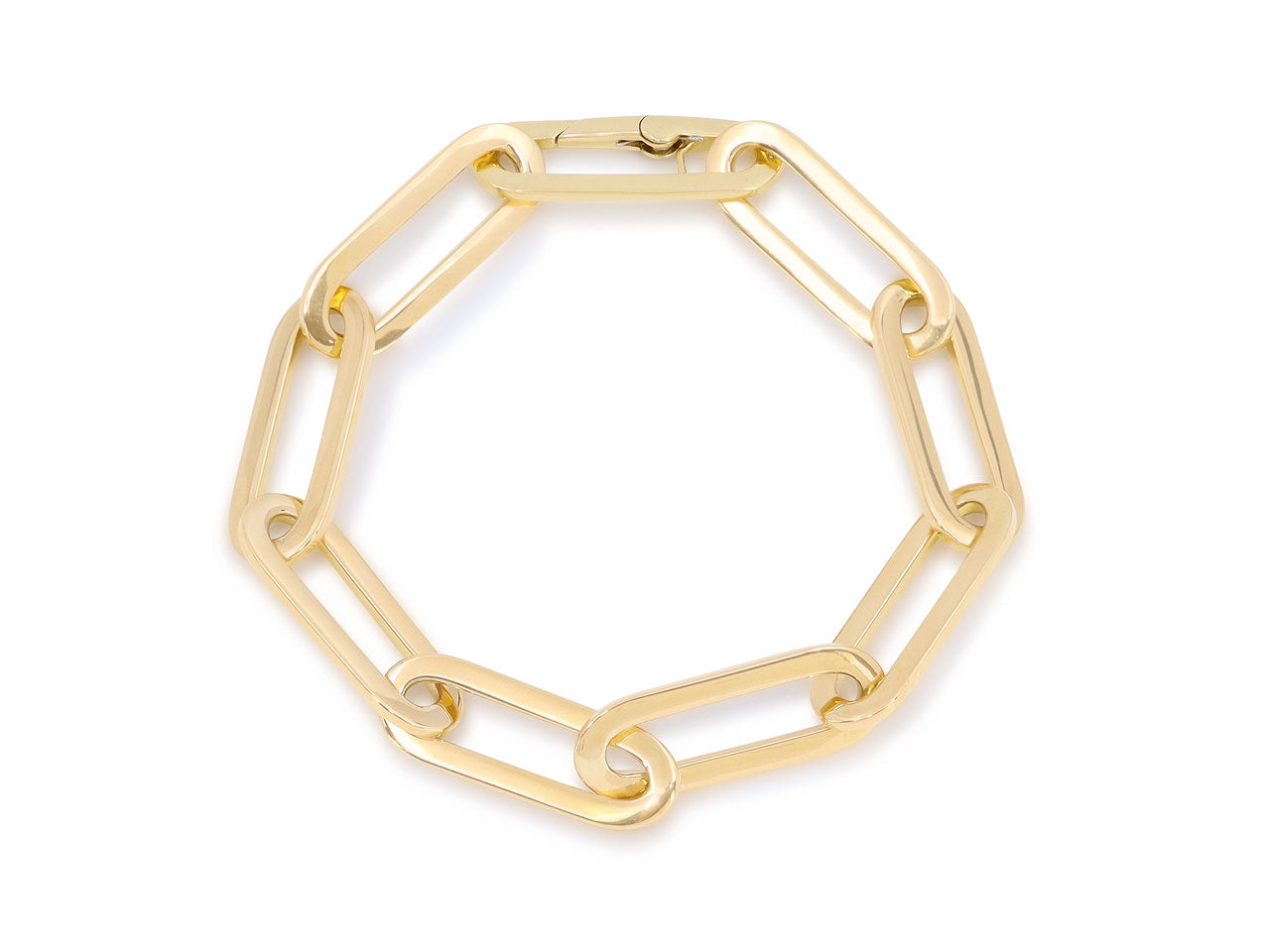 Italian 'Paperclip' Elongated Link Bracelet in 18K Gold, by Beladora