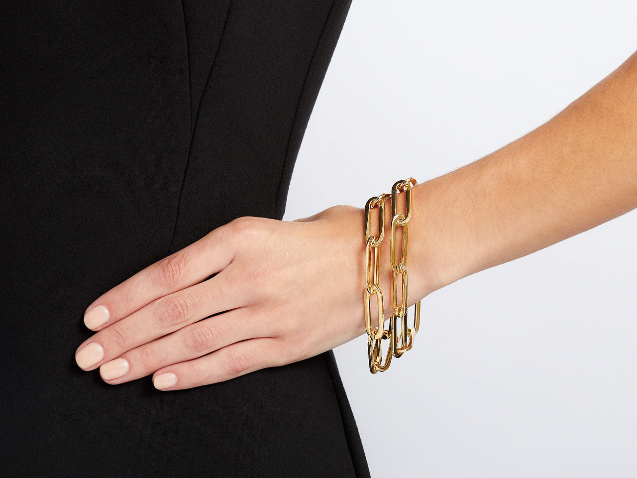 Italian 'Paperclip' Elongated Link Bracelet in 18K Gold, by Beladora