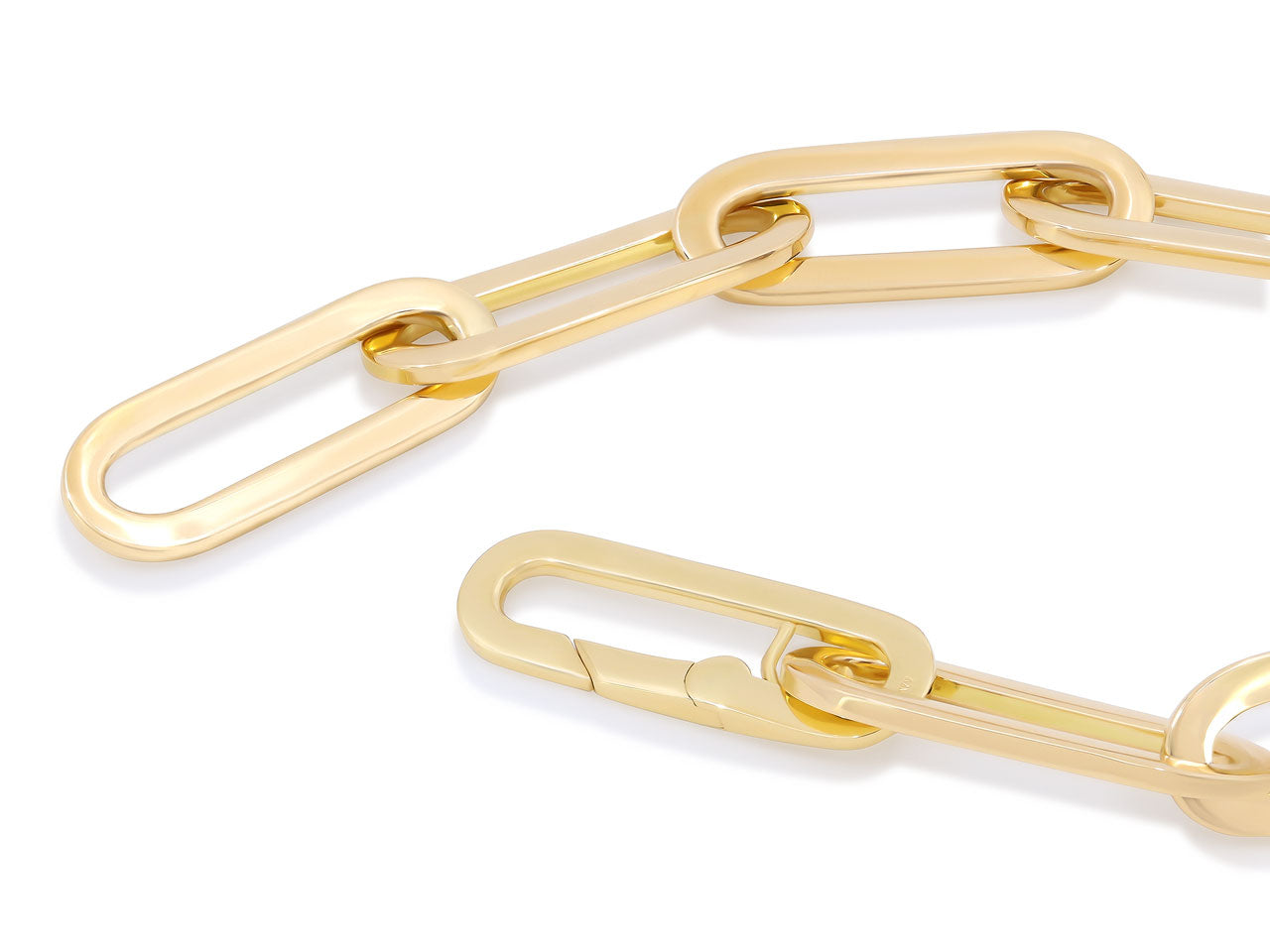 Italian 'Paperclip' Elongated Link Bracelet in 18K Gold, by Beladora