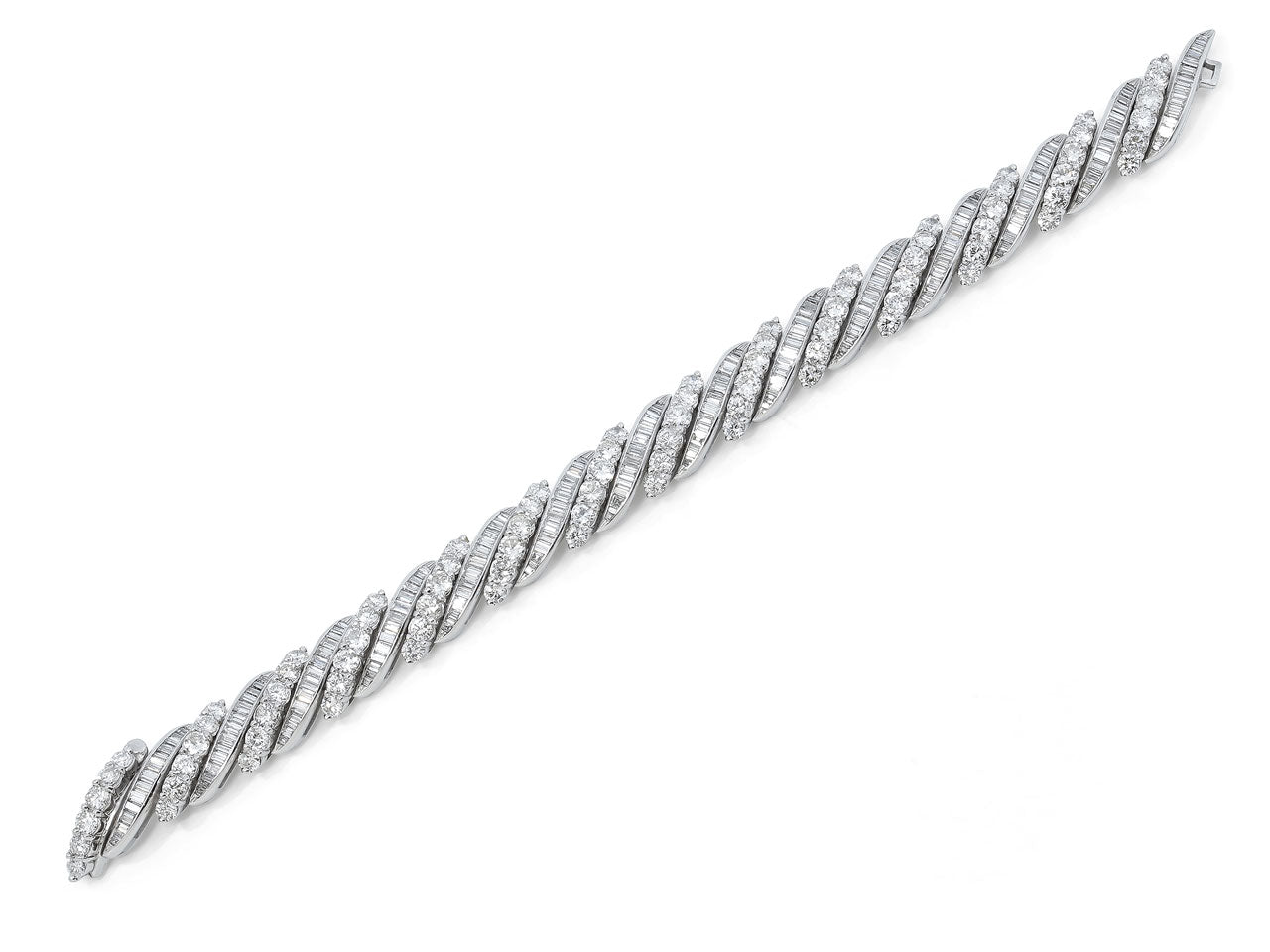 Mid-Century Diamond 'Barber Pole' Bracelet in Platinum