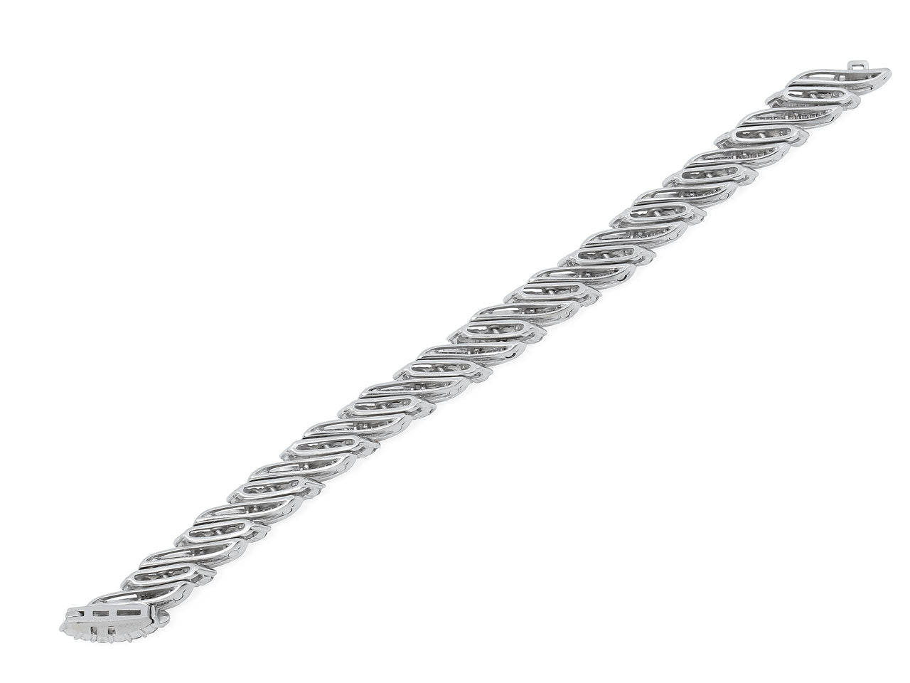 Mid-Century Diamond 'Barber Pole' Bracelet in Platinum