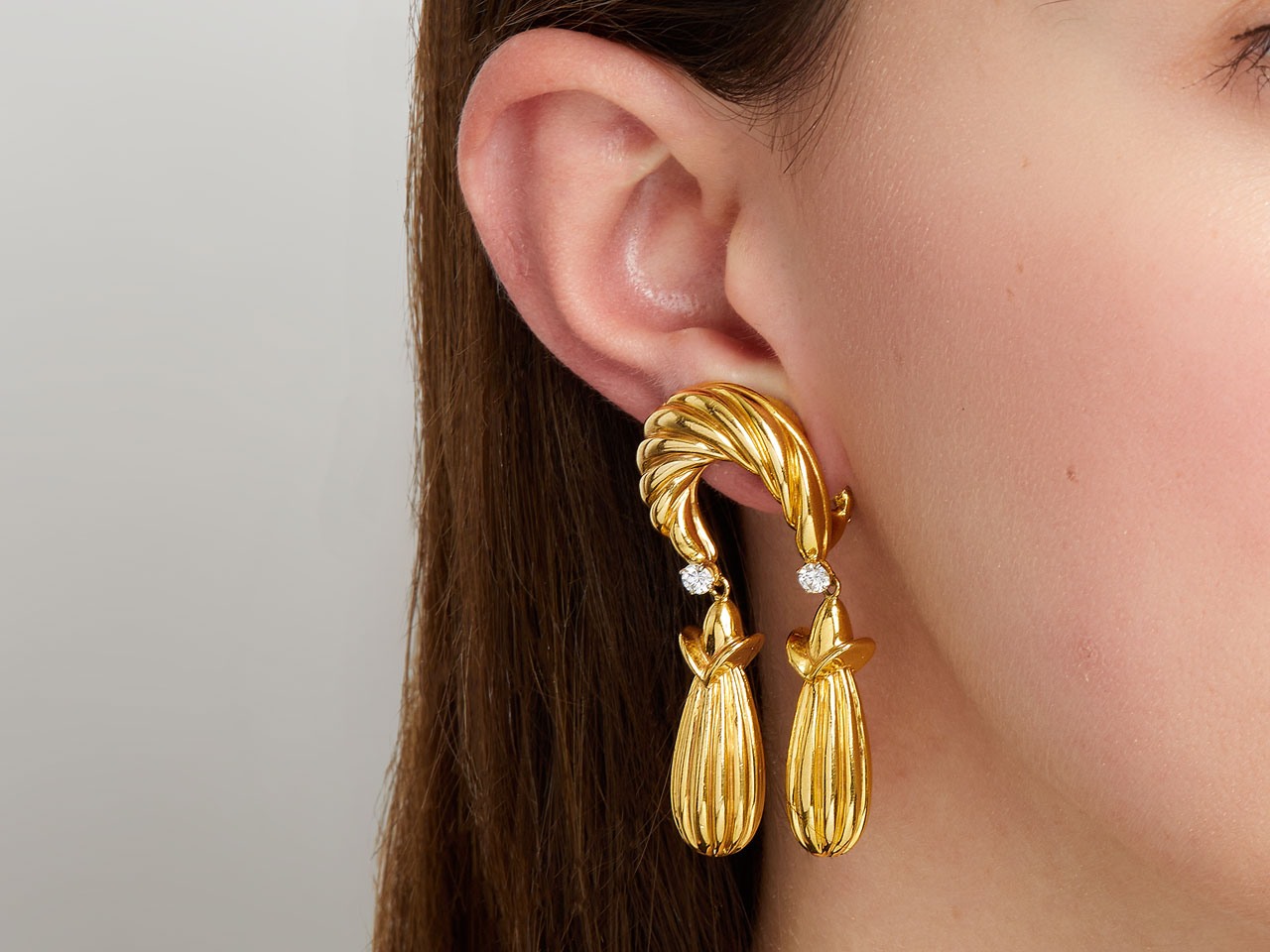 Double Drop Earrings with Diamonds in 18K Gold