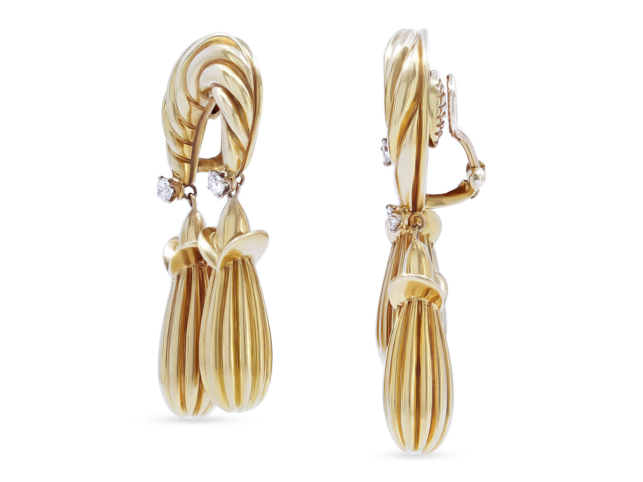 Double Drop Earrings with Diamonds in 18K Gold