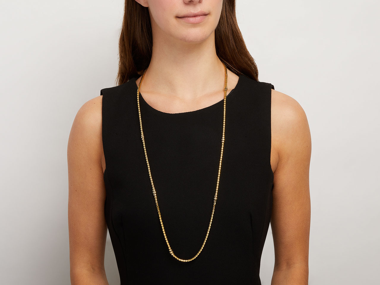 Italian Skinny Flexible Tube Necklace in 18K Gold, by Beladora