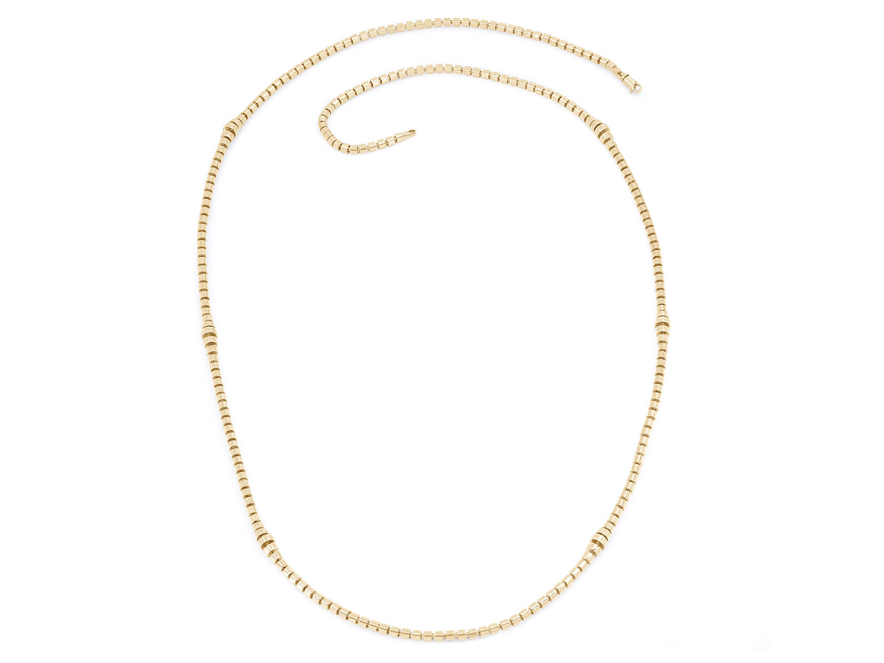 Italian Skinny Flexible Tube Necklace in 18K Gold, by Beladora