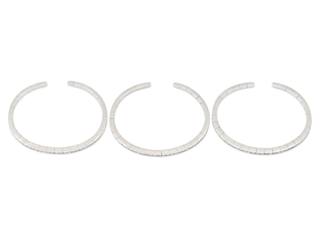 Set of Three Flexible Diamond Bracelets in 18K White Gold