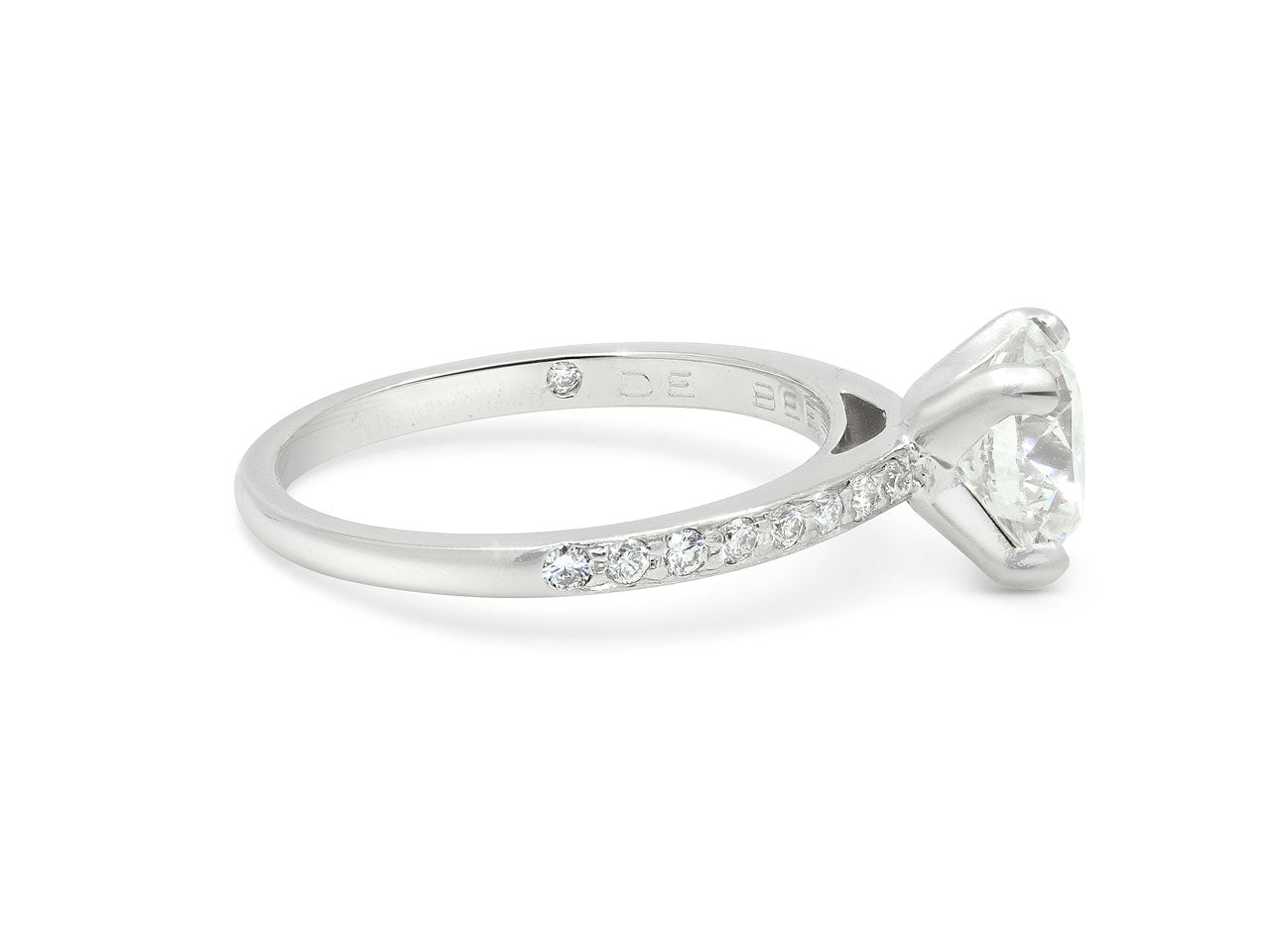 DeBeers 'Classic Pavé' Diamond Solitaire Ring, 1.51 carat H/SI2, in Platinum