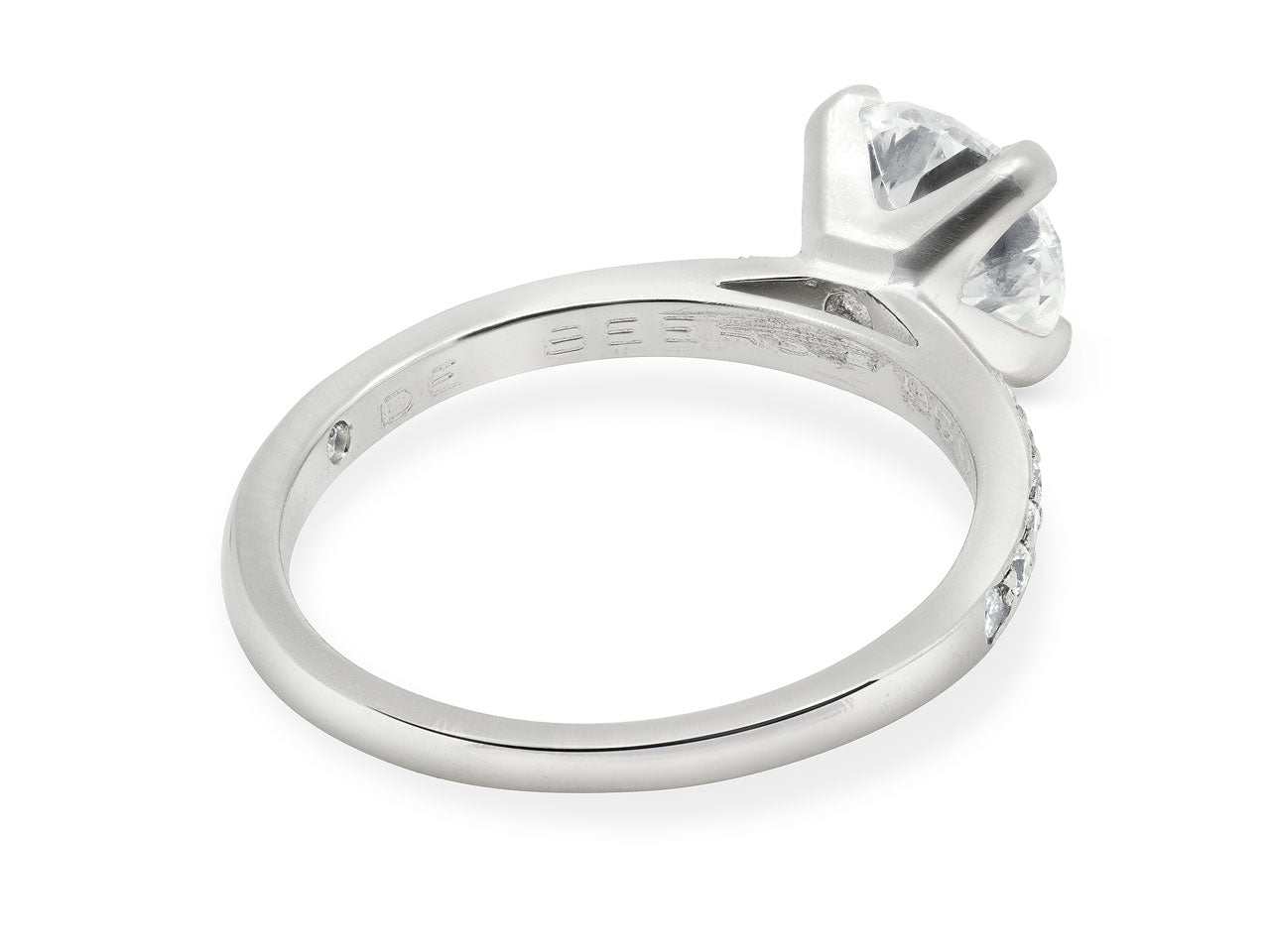 DeBeers 'Classic Pavé' Diamond Solitaire Ring, 1.51 carat H/SI2, in Platinum