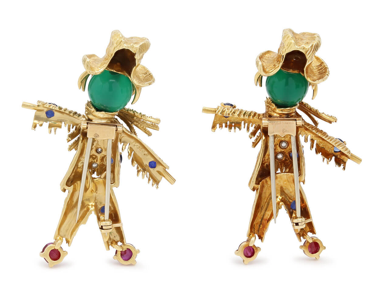 Pair of Van Cleef & Arpels Gemset Scarecrow Brooches in 18K Gold