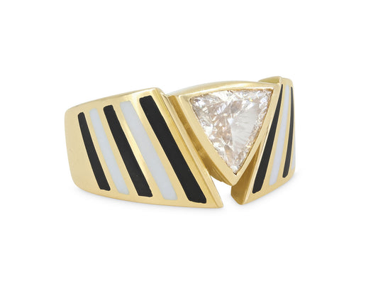 Diamond and Enamel Ring in 18K Gold