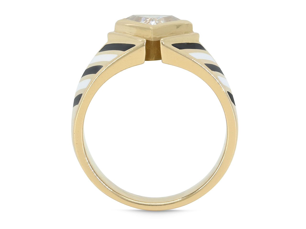 Diamond and Enamel Ring in 18K Gold