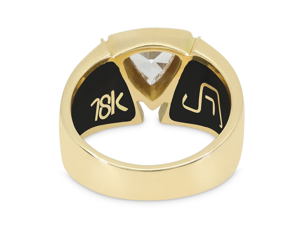 Diamond and Enamel Ring in 18K Gold