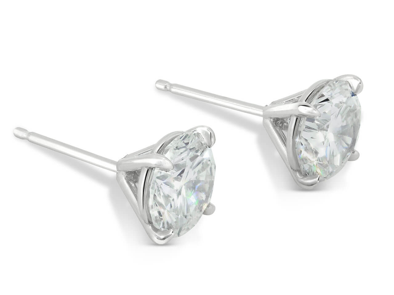 Diamond Stud Earrings, 3.03 total carats, H-I color, in Platinum