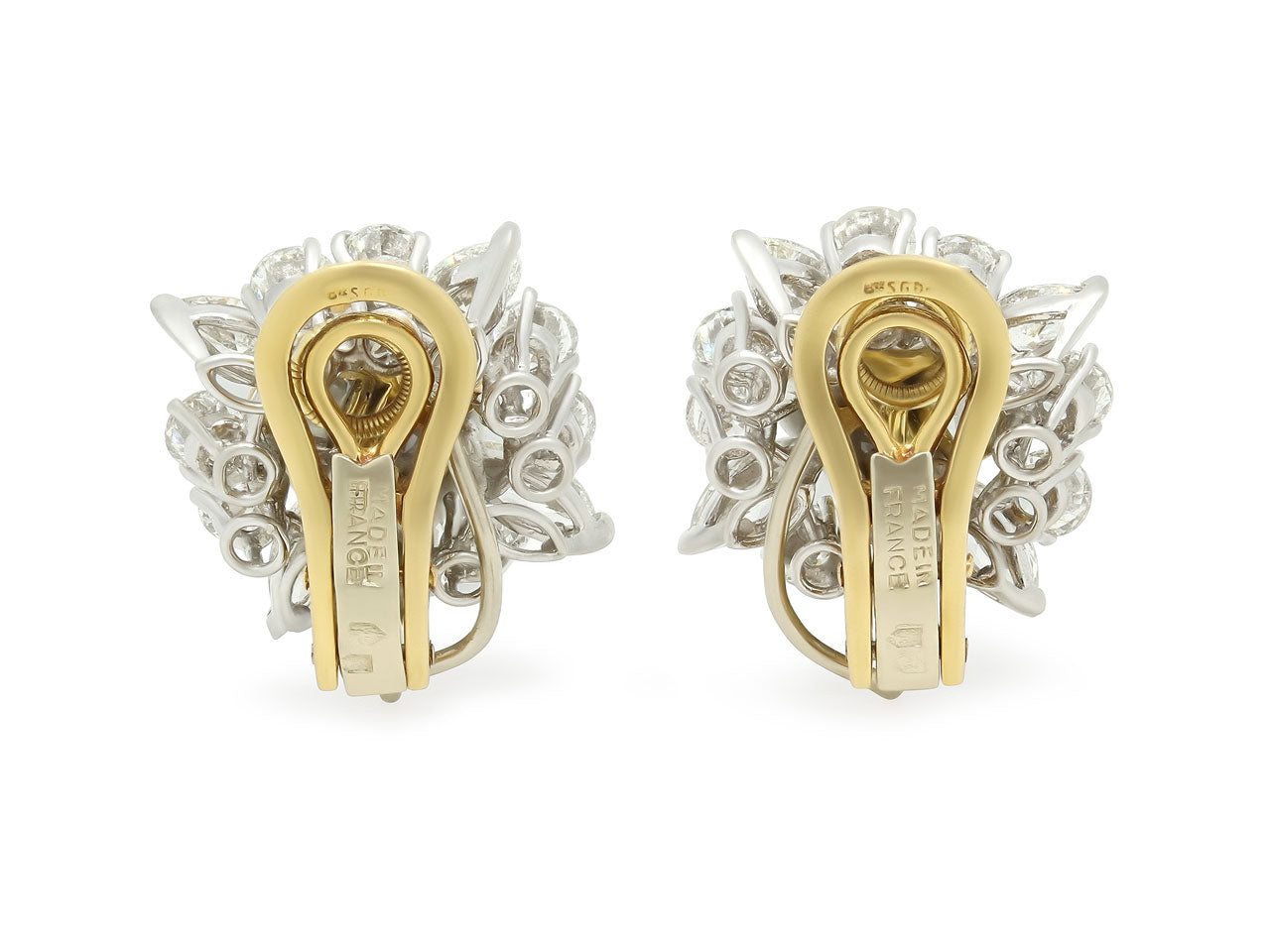 Diamond Cluster Ear Clips in 18K Gold, French