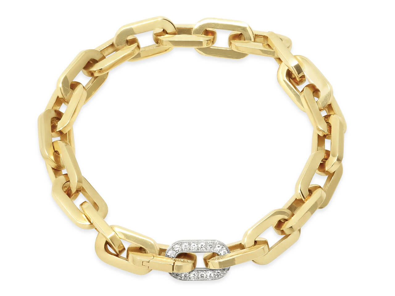 Italian Chain Link Bracelet with Diamonds in 18K Gold, by Beladora