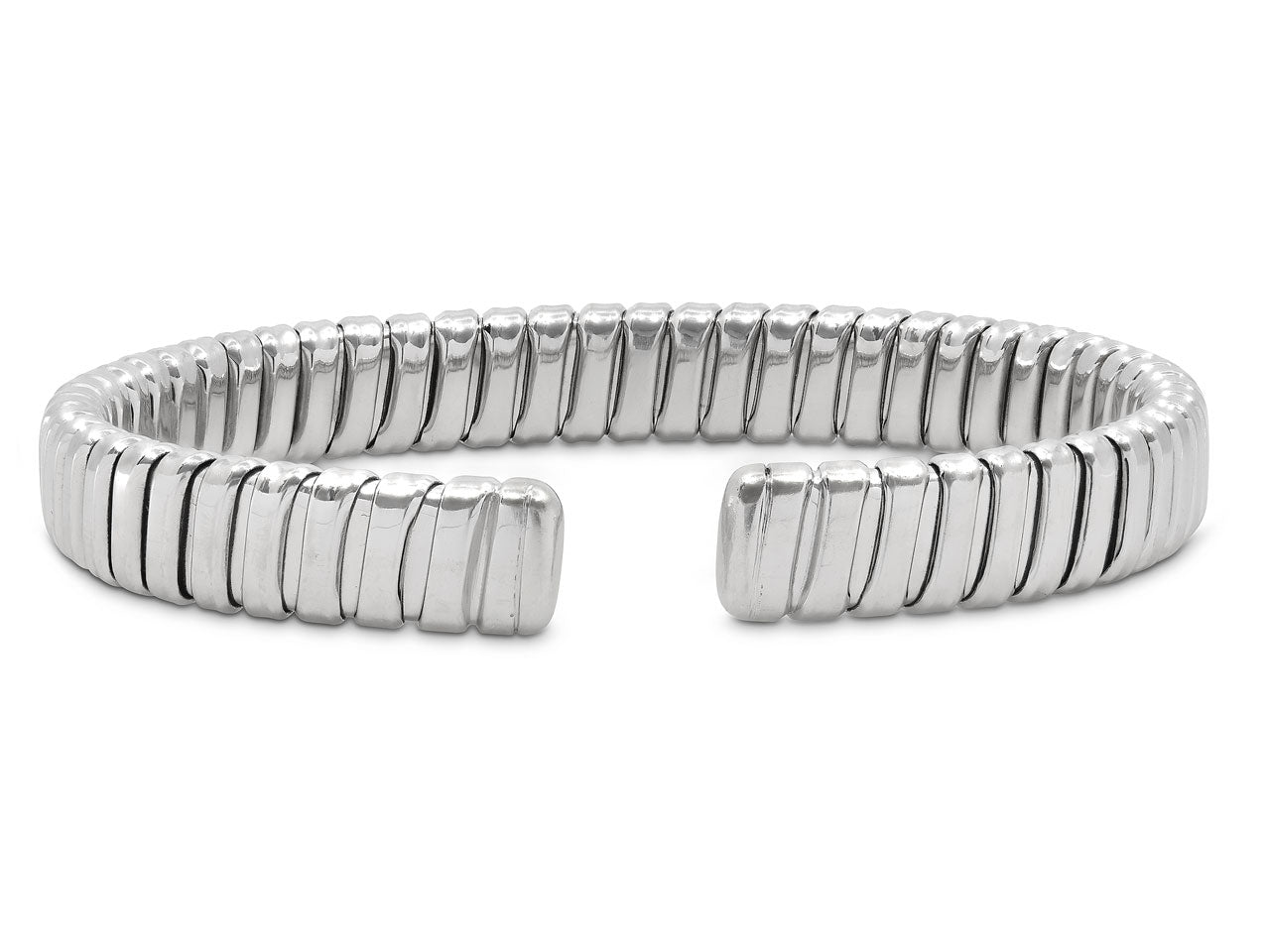 Tubogas Bracelet in 18K White Gold, Italian