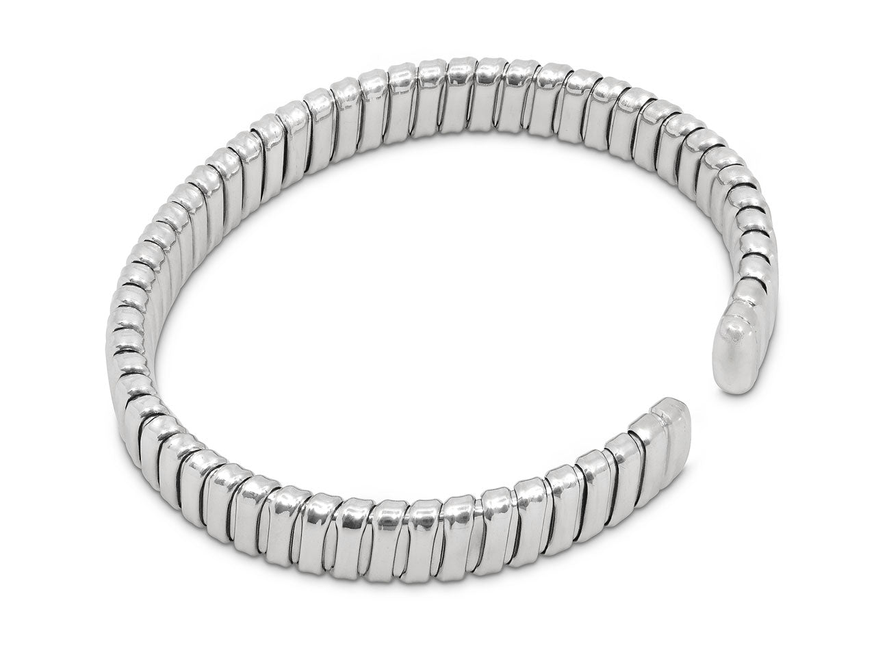 Tubogas Bracelet in 18K White Gold, Italian