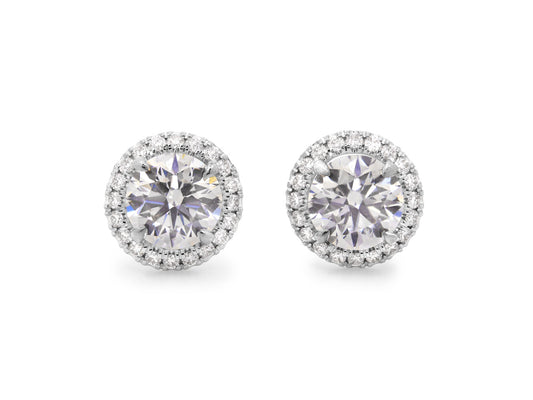 Cartier 'Destinée' Diamond Halo Stud Earrings in 18K White Gold