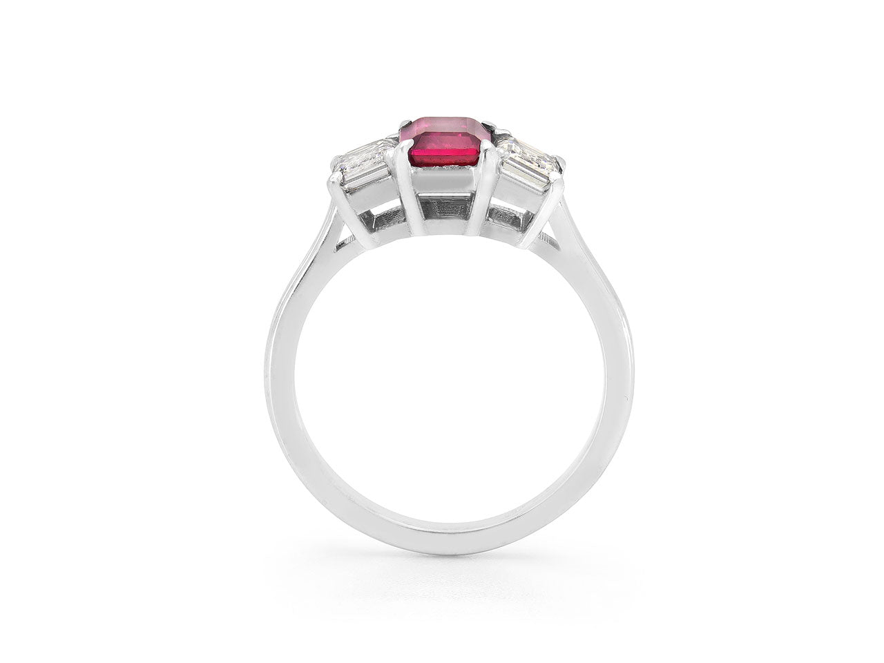 Beladora 'Bespoke' Three Stone Burma Ruby and Diamond Ring in Platinum