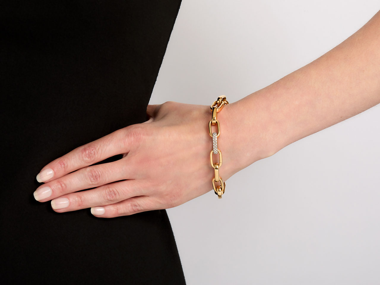 Italian Link Bracelet, with Diamonds, 18K Gold, by Beladora