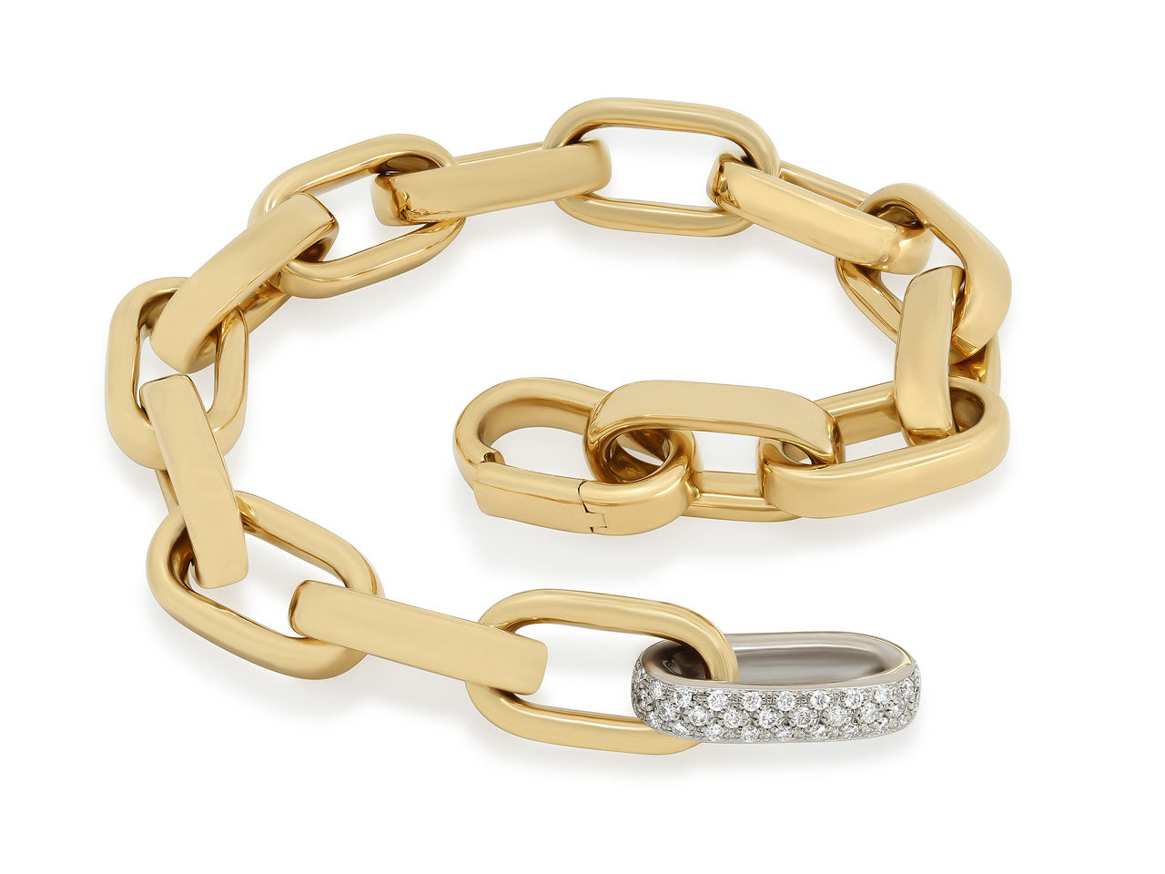 Italian Link Bracelet, with Diamonds, 18K Gold, by Beladora