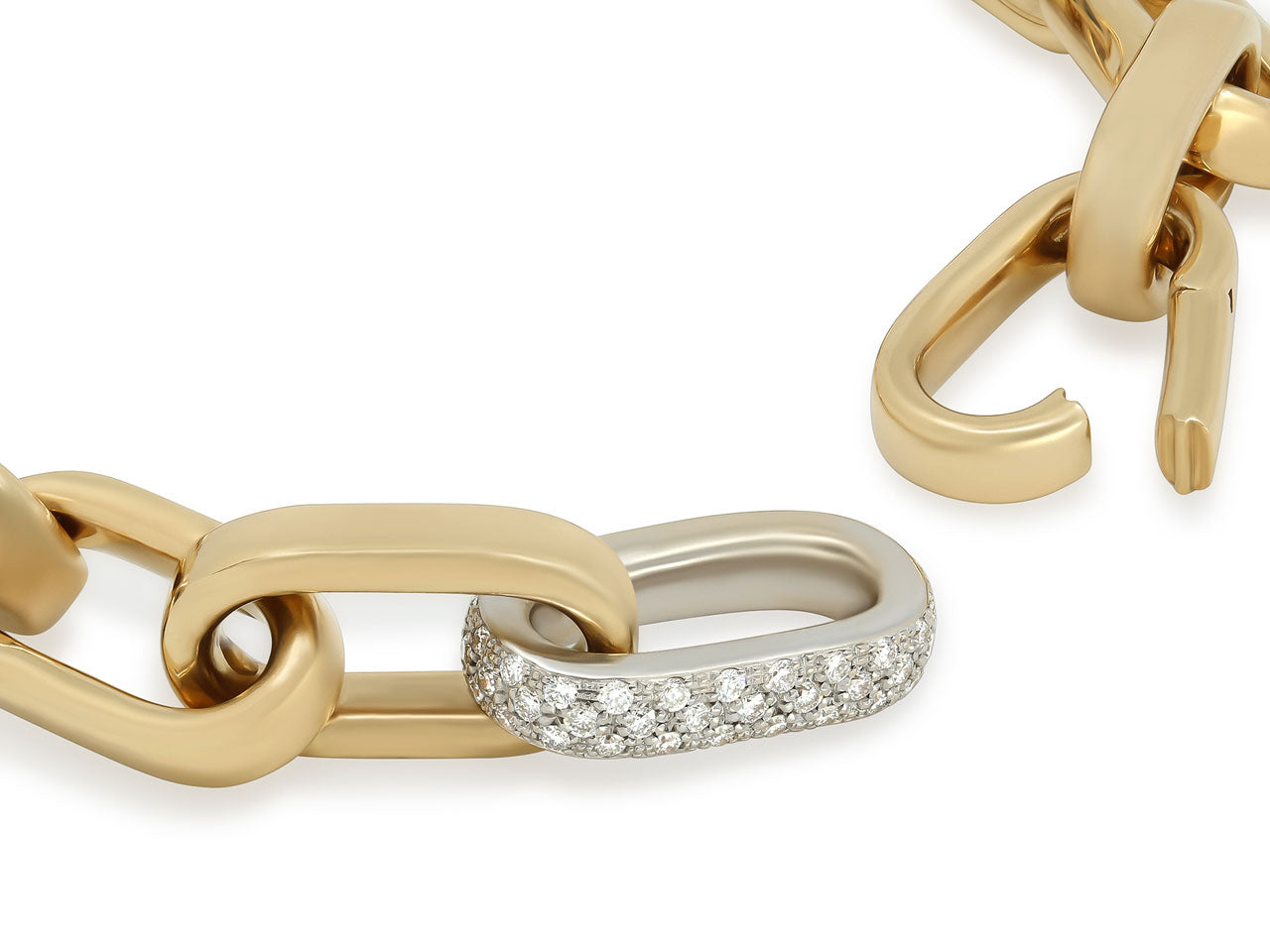 Italian Link Bracelet, with Diamonds, 18K Gold, by Beladora