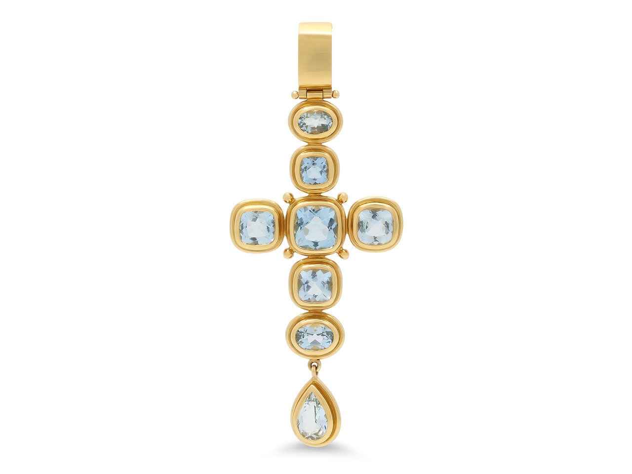 Temple St. Clair Aquamarine Cross Pendant in 18K Gold