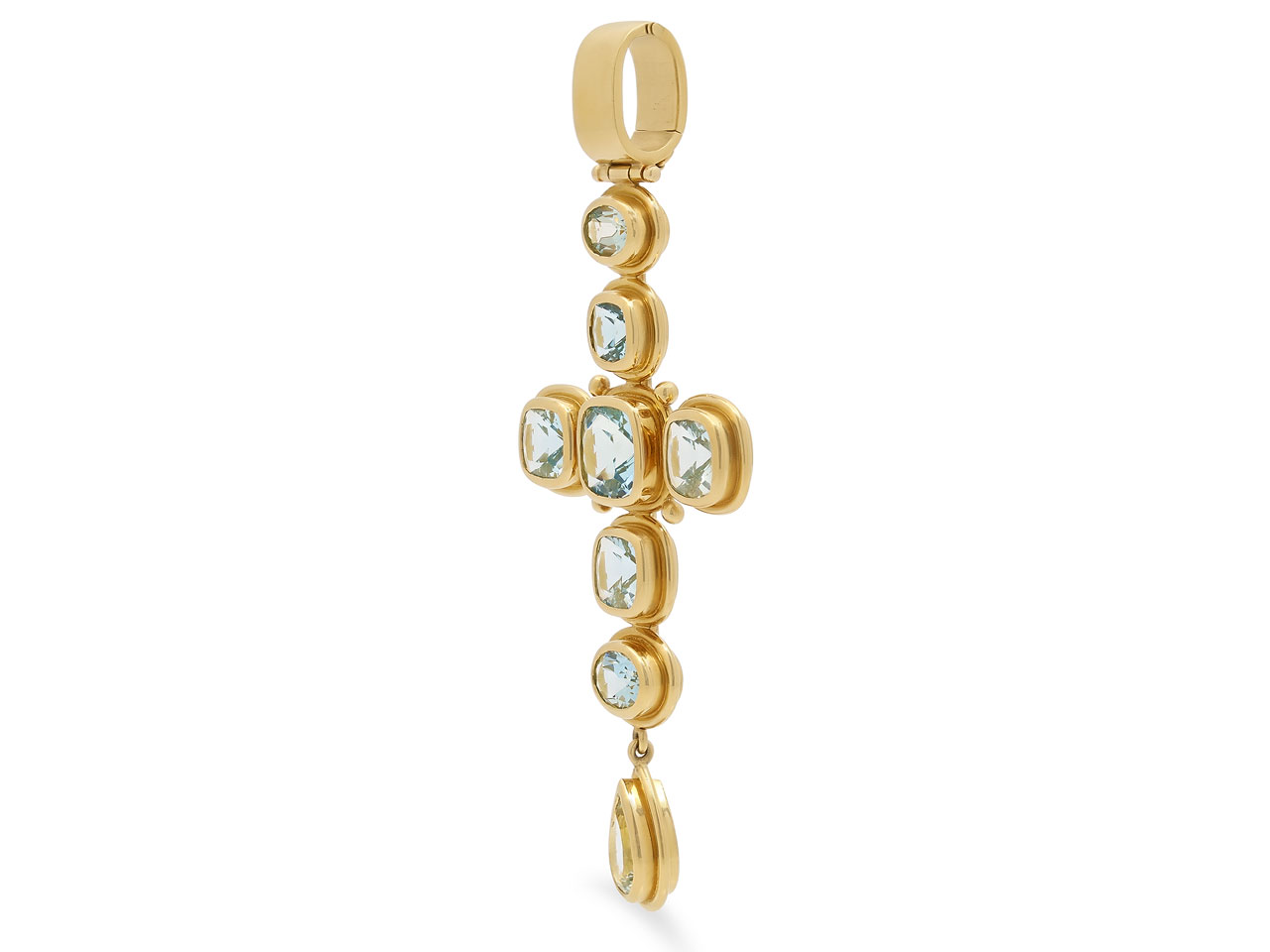 Temple St. Clair Aquamarine Cross Pendant in 18K Gold