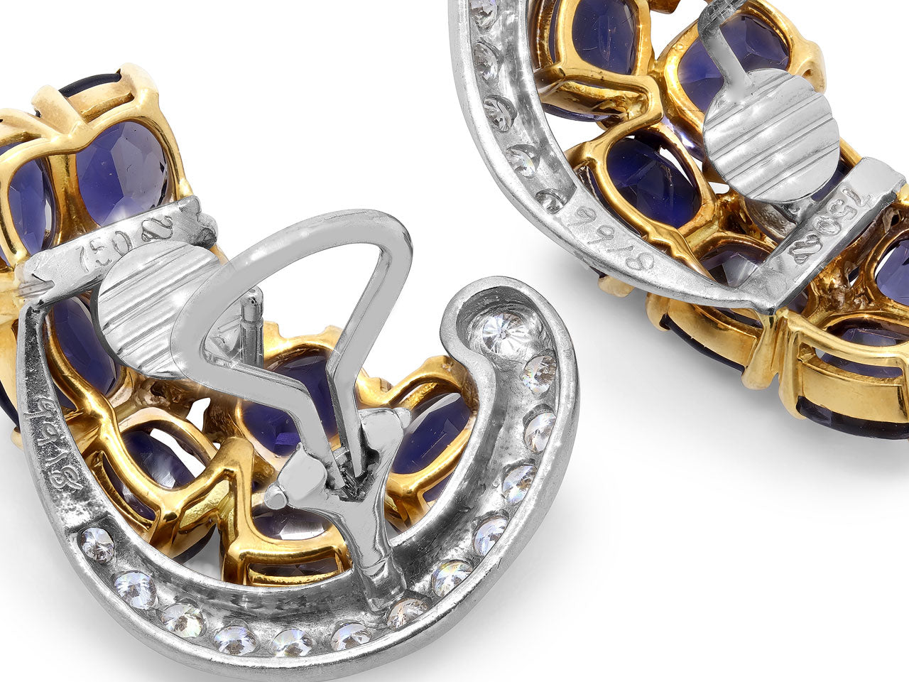 Seaman Schepps Iolite and Diamond Earrings in 18K Gold