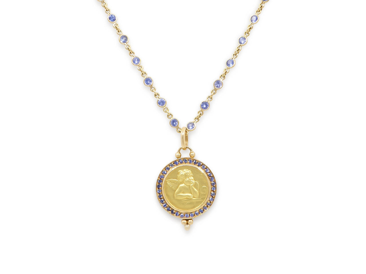 Temple St. Clair Sapphire Angel Necklace in 18K Gold