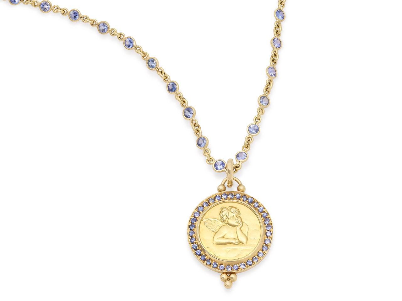 Temple St. Clair Sapphire Angel Necklace in 18K Gold