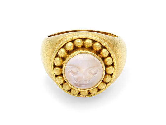 Elizabeth Locke Moonstone Intaglio Ring in 18K Gold