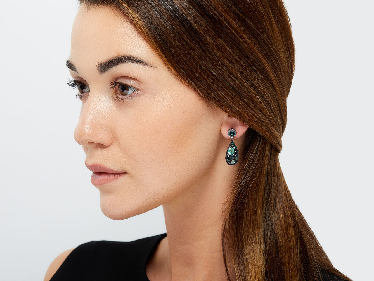 Tourmaline 'Sara' Earrings in Blackened Silver, by Yossi Harari