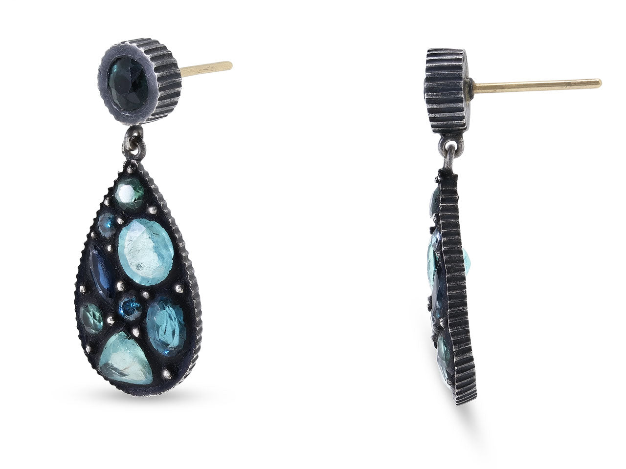 Tourmaline 'Sara' Earrings in Blackened Silver, by Yossi Harari