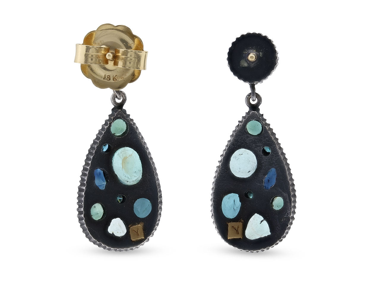 Tourmaline 'Sara' Earrings in Blackened Silver, by Yossi Harari