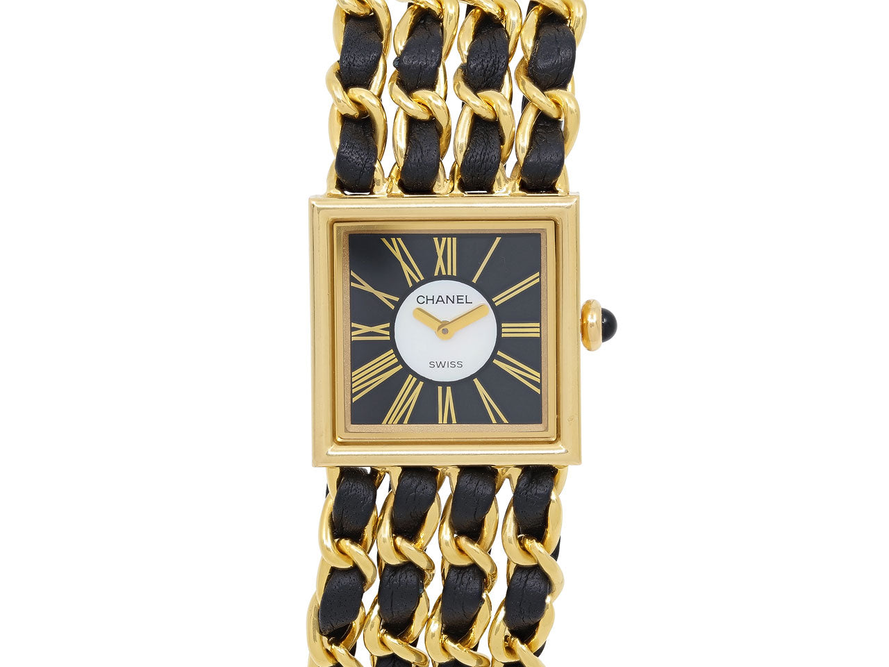 Chanel 'Mademoiselle' Watch in 18K Gold and Leather