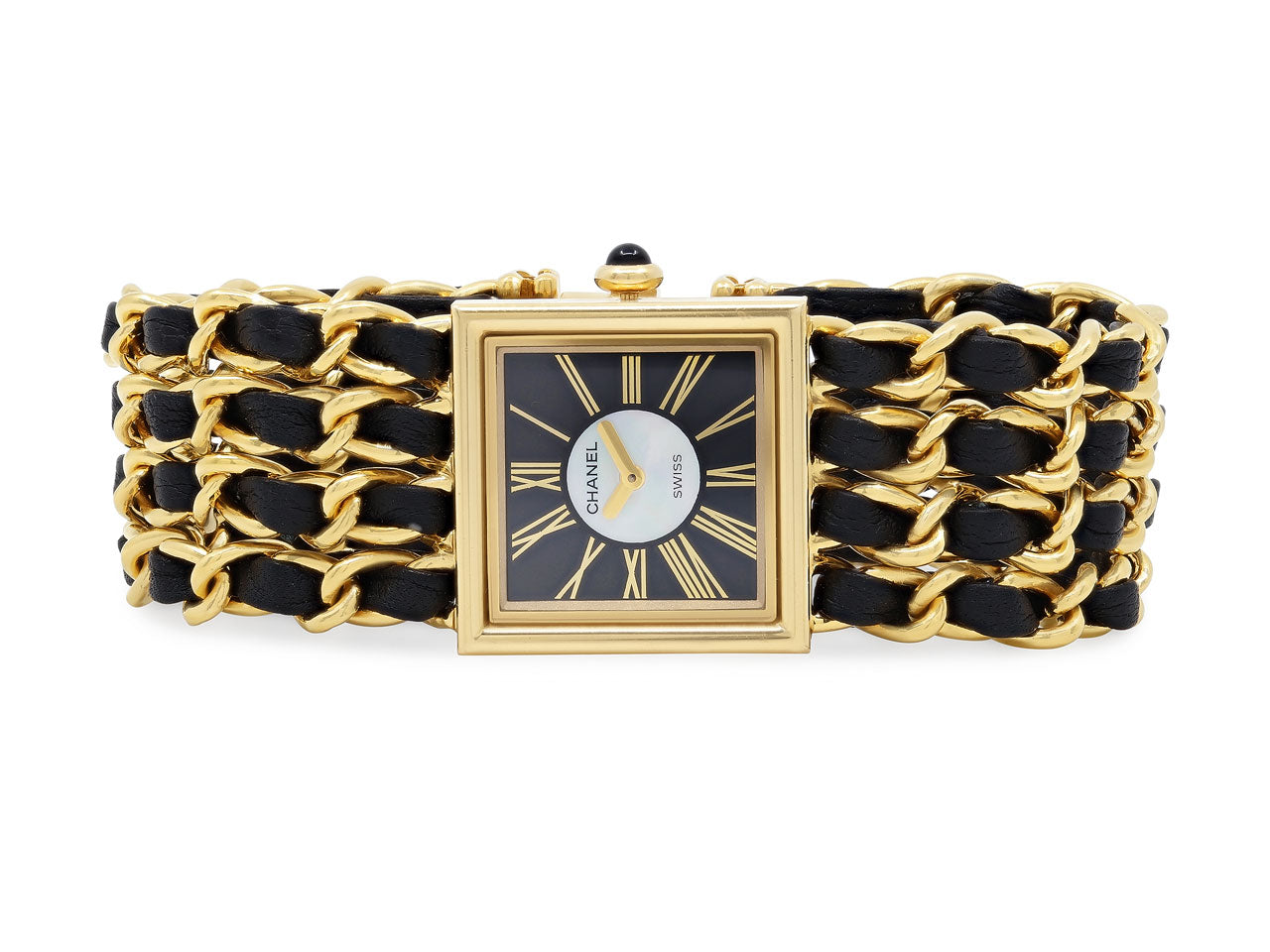 Chanel 'Mademoiselle' Watch in 18K Gold and Leather