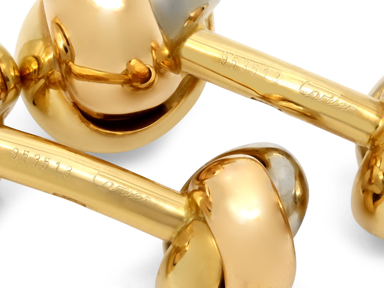 Cartier 'Trinity' Cufflinks in 18K White, Yellow, and Rose Gold