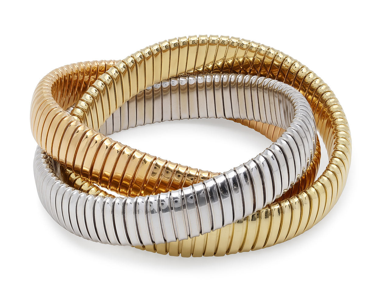 Sidney Garber Tri Gold Rolling Bracelet in 18K Gold, 12 mm